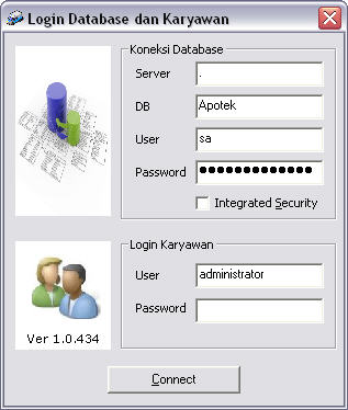 Layar Login Software Apotek AKUA